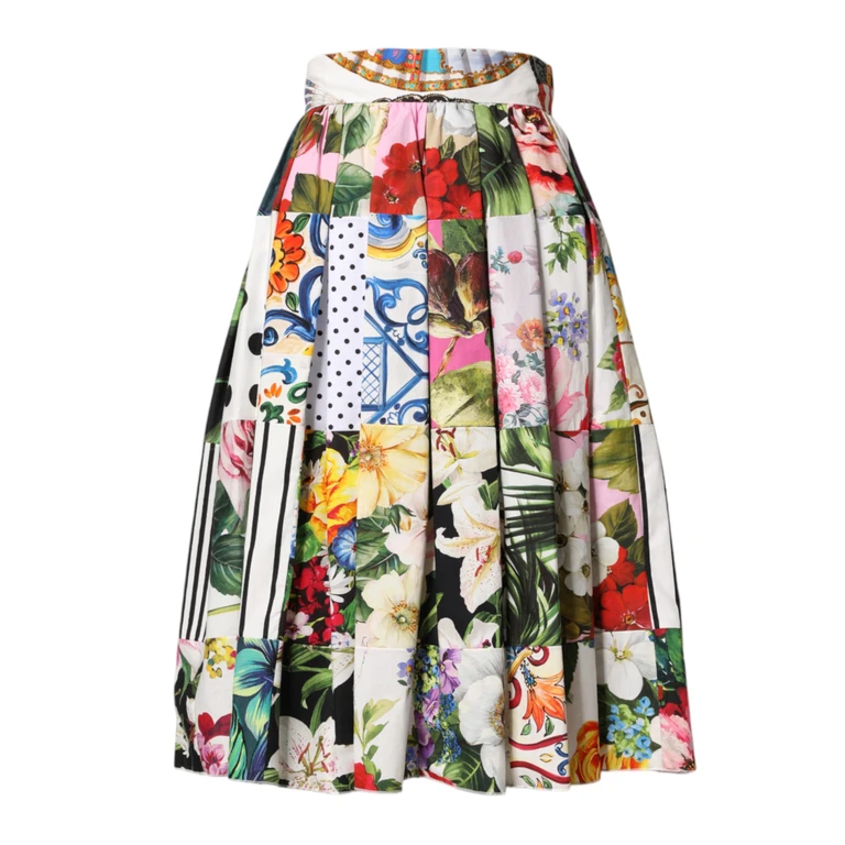 Dolce & Gabbana Multicolor Patchwork High Waist Midi Skirt - Women