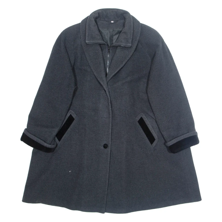 Womens Overcoat Jacket Grey Wool M