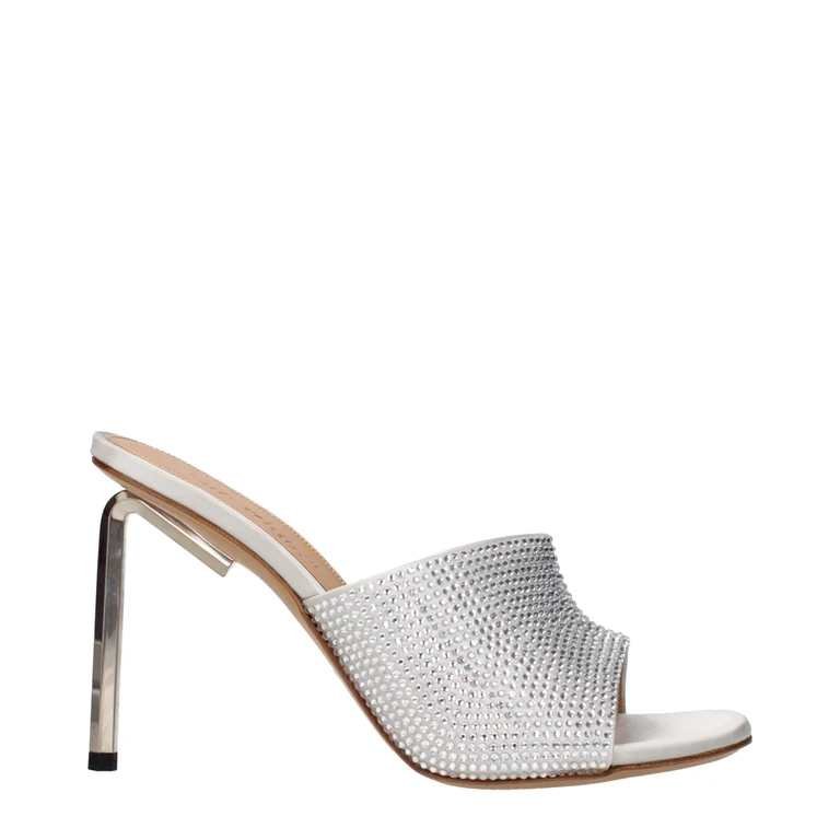 Off-White Gray Satin Stiletto Heel Sandals - Women