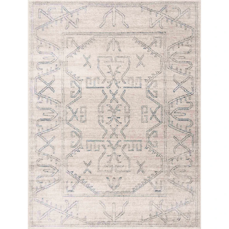 Divya Cream & Silver Blue Area Rug
