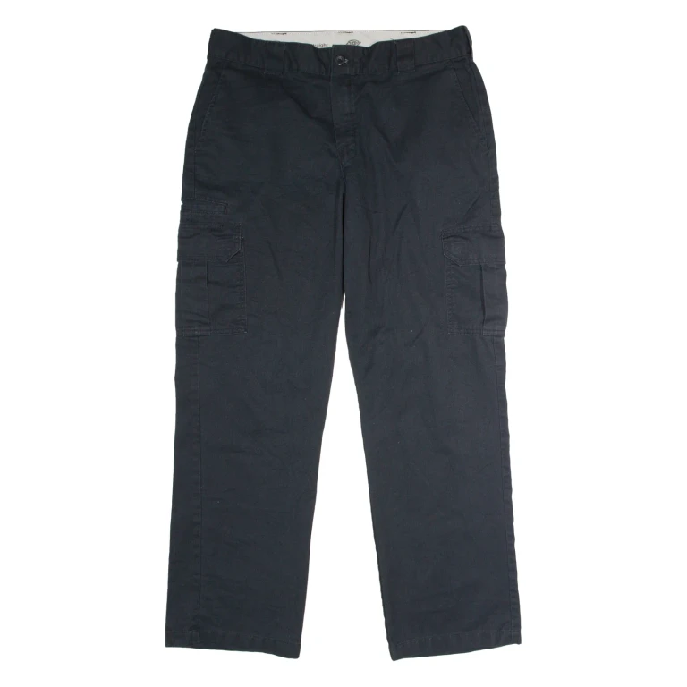 DICKIES Workwear Cargo Mens Trousers Black Regular Straight W36 L32