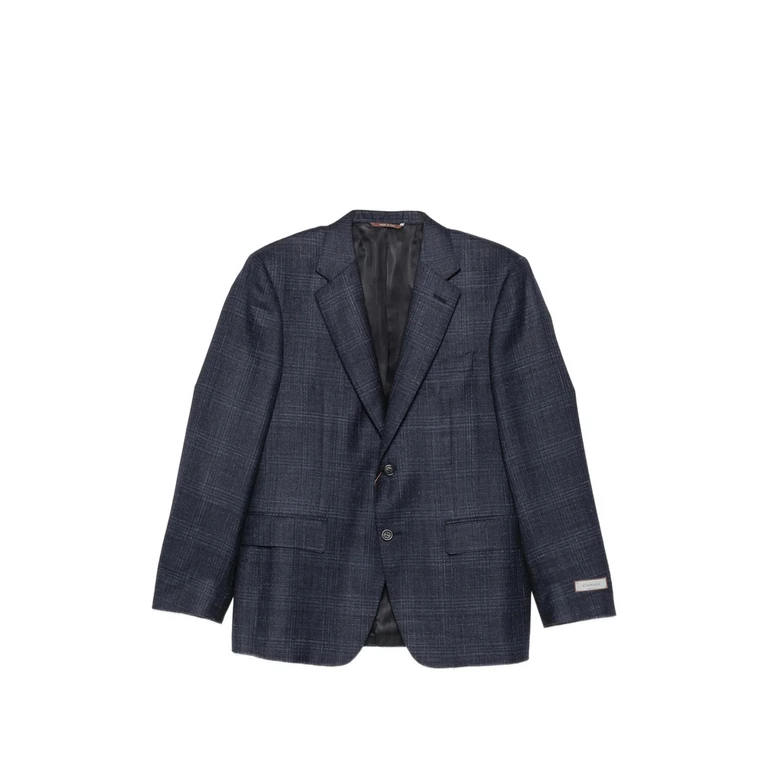 Check-pattern Notched-lapel Blazer