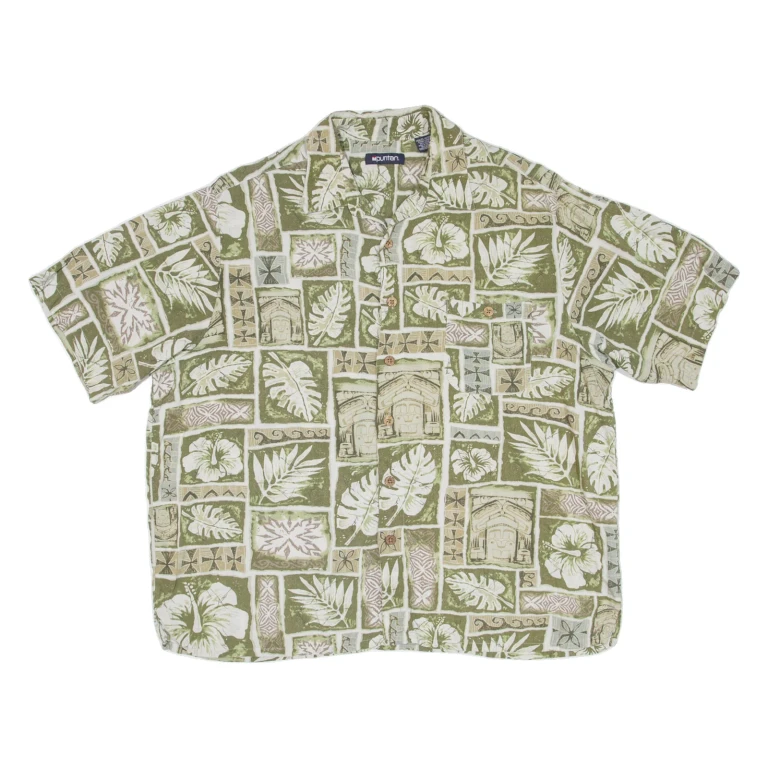 PURITAN Mens Hawaiian Shirt Green Floral XL