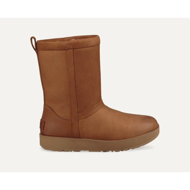 [1017509-che] Womens Ugg Classic Short Ii Leather Boot 'chestnut'