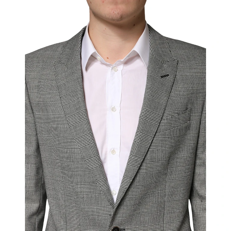 Dolce & Gabbana Gray Martini Single Breasted Formal 2pc Suit Wool Polyester Elastane - Men