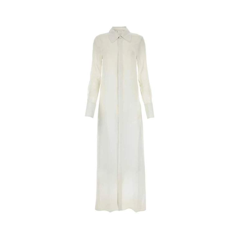AMI Paris Chalk Crepe Shirt Dress Exterior: Silk Abiti - Women