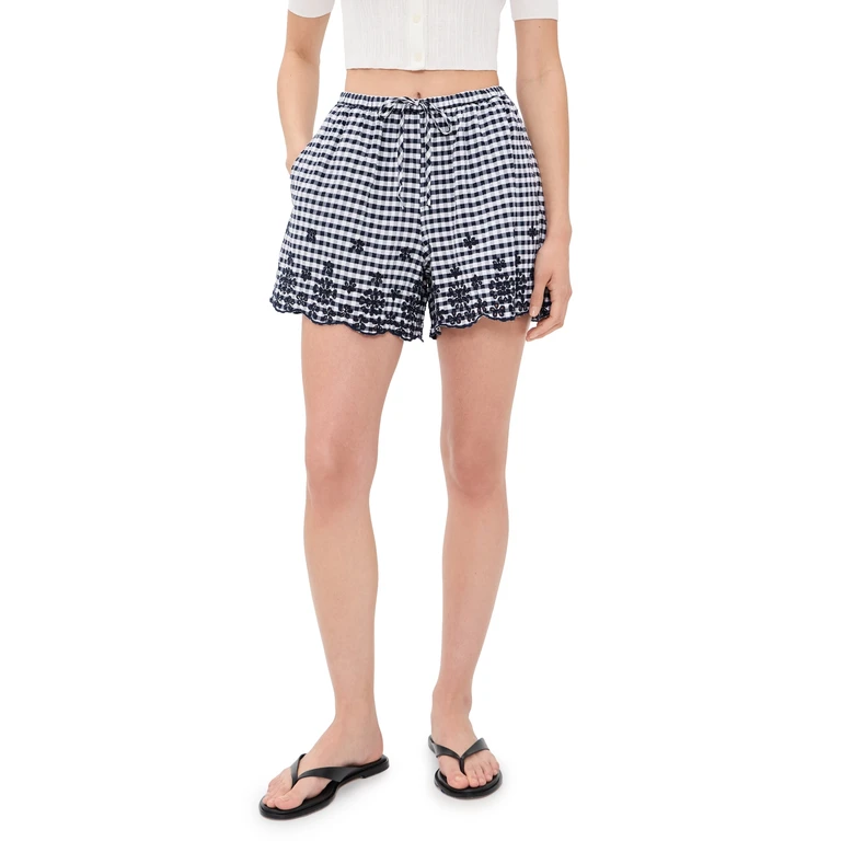 Splendid Gigi Gingham Shorts Navy/White L