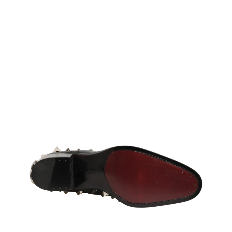 Dolce & Gabbana Black Crystal Embellished Short Boots Shoes Leather - Men