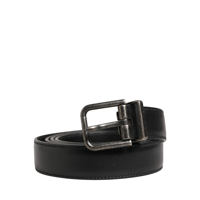 Dolce & Gabbana Men Black Classic Leather Metal Buckle Belt Calf - Men