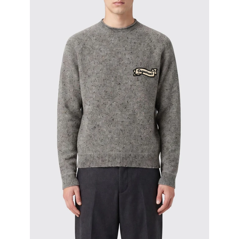 College Style Wool Blend Crew Neck Jumper with Embroidered Logo (S74HA1668D13233860)