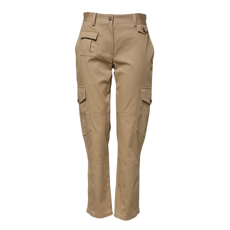 Dolce & Gabbana Beige Mid Waist Cargo Tapered Pants Cotton Elastane - Women