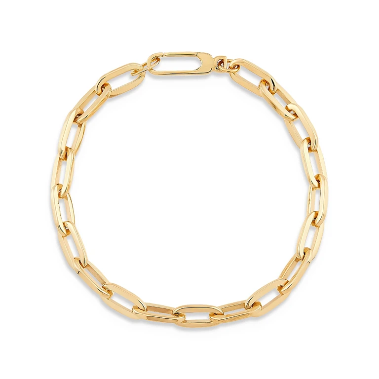 14K Yellow Gold Oval Link Chain Bracelet