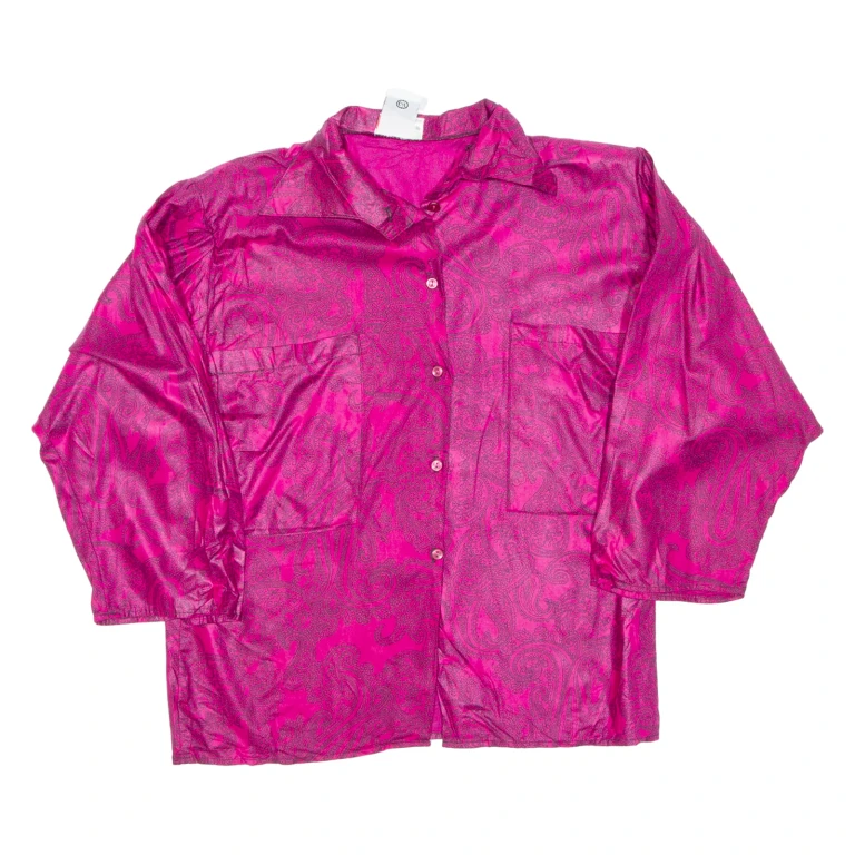 Womens Printed Blouse Pink Long Sleeve Paisley S