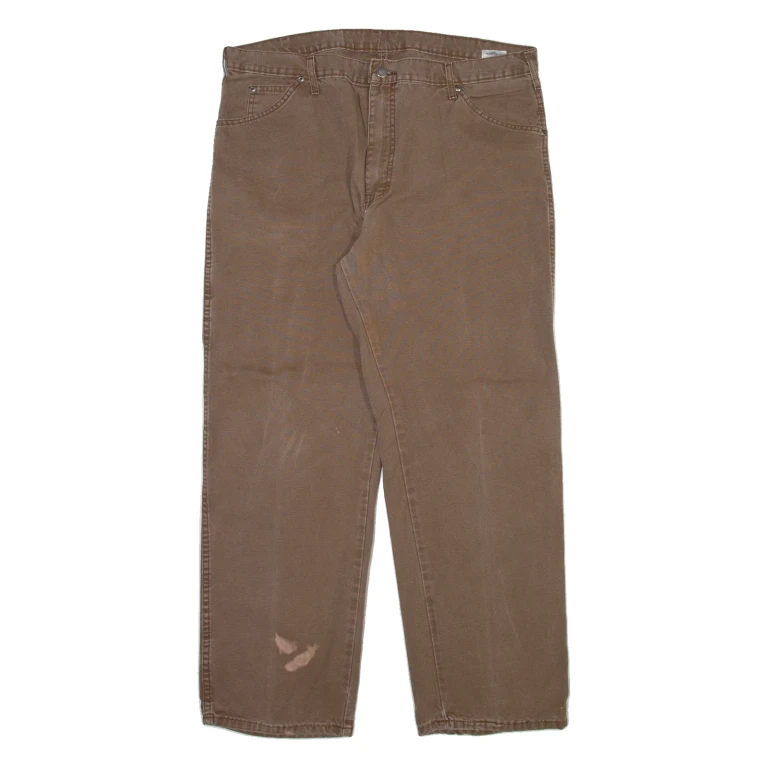 DICKIES Mens Trousers Brown Regular Straight W36 L30
