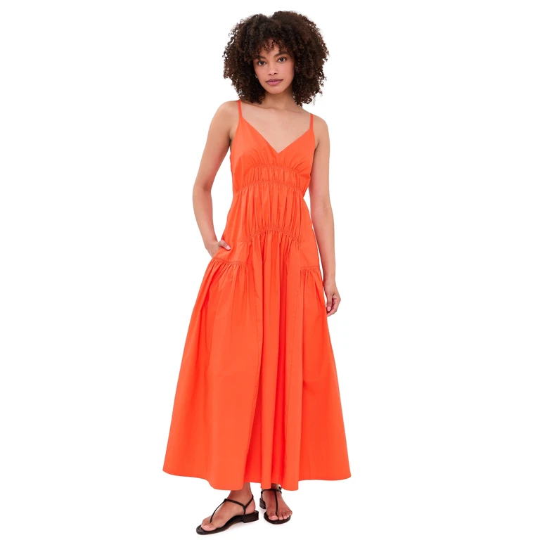 Proenza Schouler White Label Michelyn Dress In Poplin Orange XL