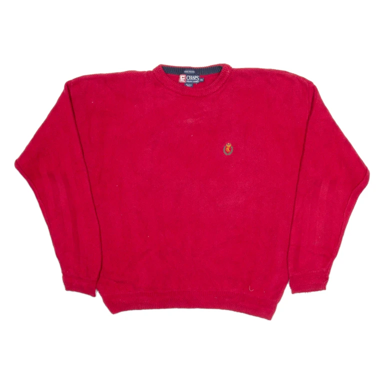 CHAPS RALPH LAUREN Mens Jumper Red Herringbone Tight Knit 2XL