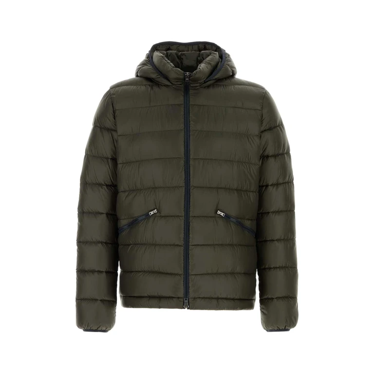 Olive Green Nylon Down Jacket Verde Piumini - Men