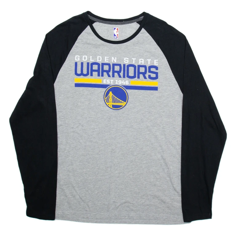 NBA Golden State Warriors Mens T-Shirt Grey Long Sleeve USA XL
