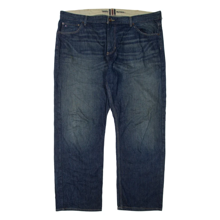 TOMMY HILFIGER Womens Jeans Blue Relaxed Straight W42 L32