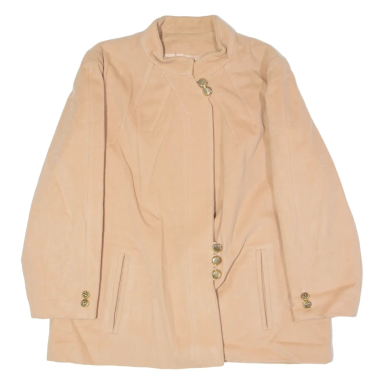 CS Womens Overcoat Coat Beige Wool 90s L