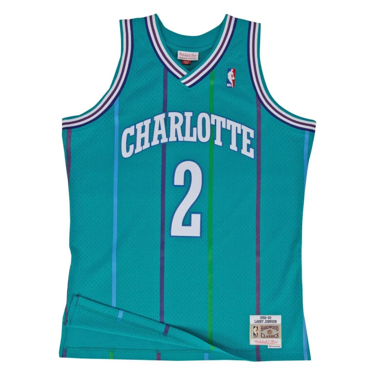 Men's NBA Swingman Road Jersey Charlotte Hornets 92 Larry Johnson