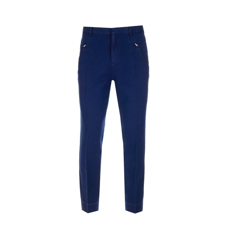Blue Cotton Casual Pants - Men