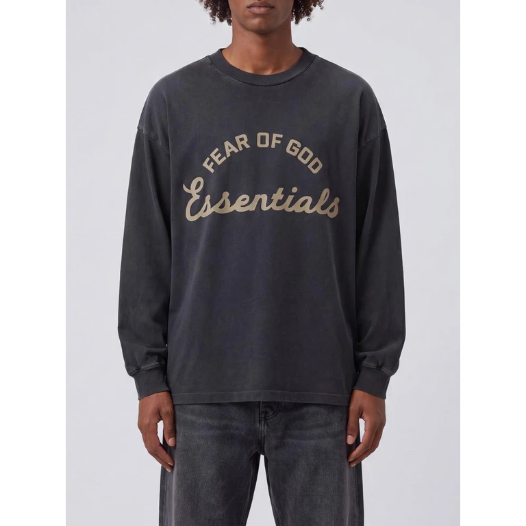 Long-Sleeved Cotton T-Shirt with Logo and Dropped Shoulders (125SP264101FIG)
