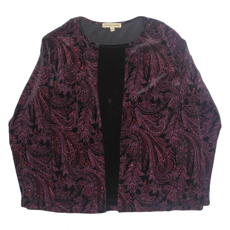 NOTATIONS Womens Printed Blouse Purple Long Sleeve Paisley XL