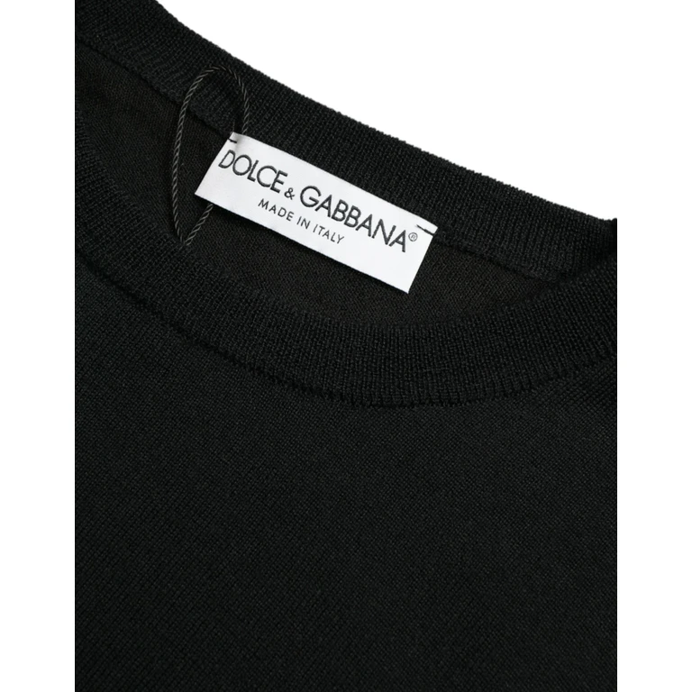 Dolce & Gabbana Black Wool Round Neck Pullover Sweater Clothing - Men
