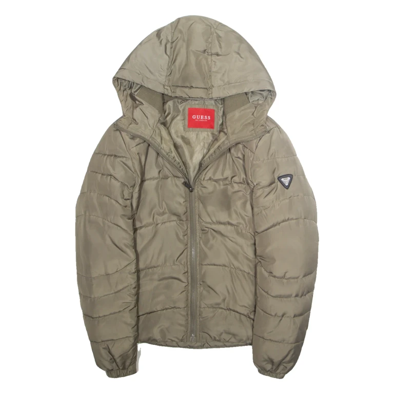 GUESS Womens Puffer Coat Green Hooded M