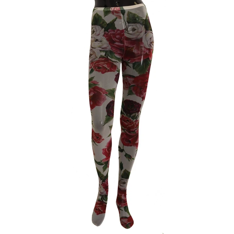White Floral Print Tights Nylon Stockings Clothing - Women