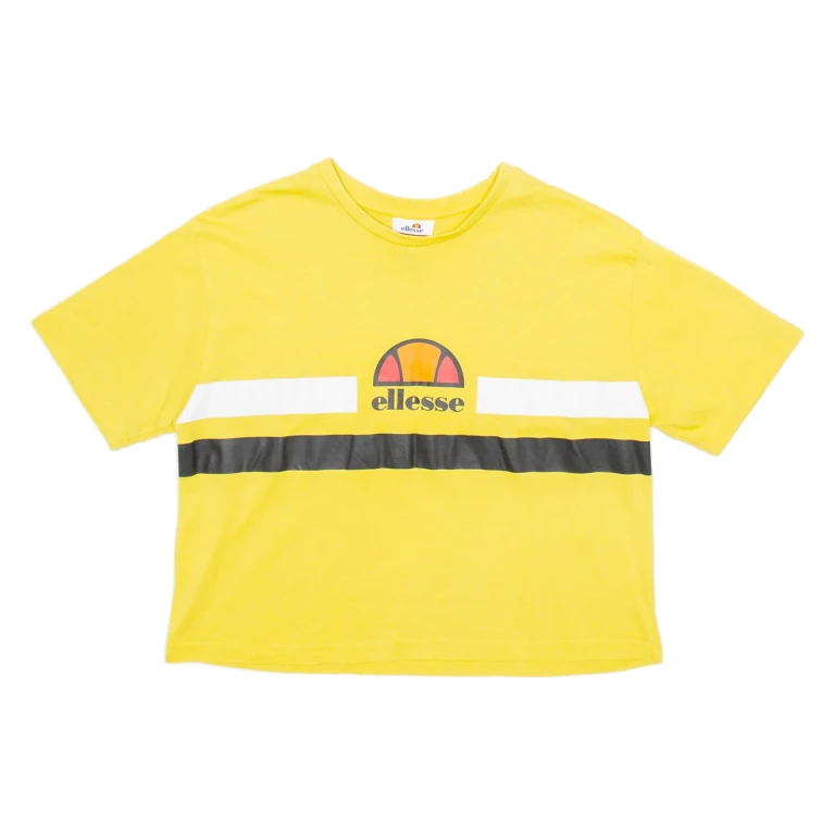 ELLESSE Cropped Womens T-Shirt Yellow UK 10