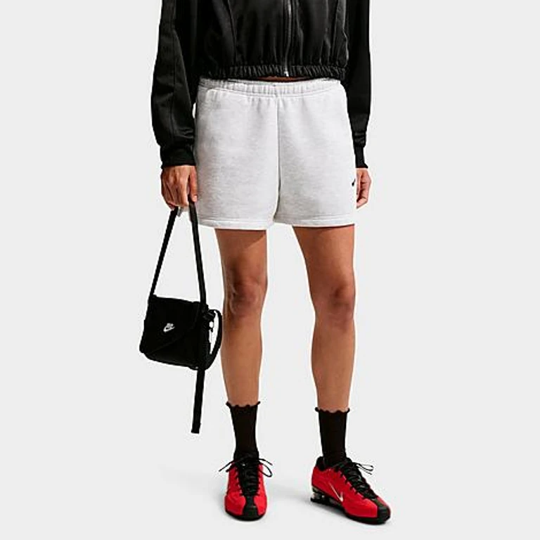 Studio Fleece Medium-Weight Mid-Rise Shorts in Birch Heather/Black