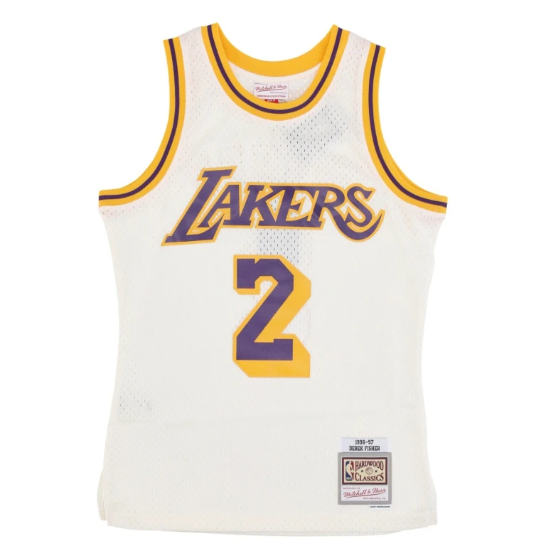 Men's Cream Team Color Swingman Jersey Lakers 1996 Derek Fisher Jerseys