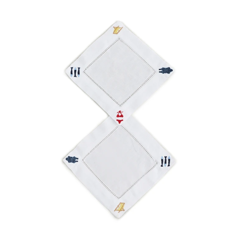 Abbode Beach Icons Cocktail Napkin White One Size