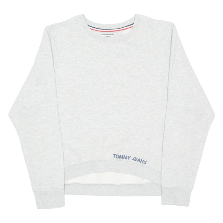 TOMMY HILFIGER Cropped Womens Sweatshirt Grey Crew Neck M