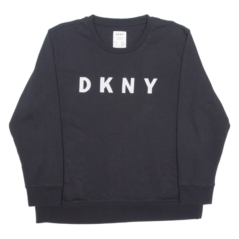 DKNY Womens Sweatshirt Black Crew Neck XL
