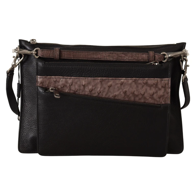 Dolce & Gabbana Black Exotic Leather Shoulder Sling Alta Sartoria Bag - Men