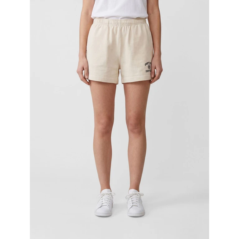 Cotton Shorts with Elasticated Waist and Contrast Logo (SH03776218WH37ECRU)