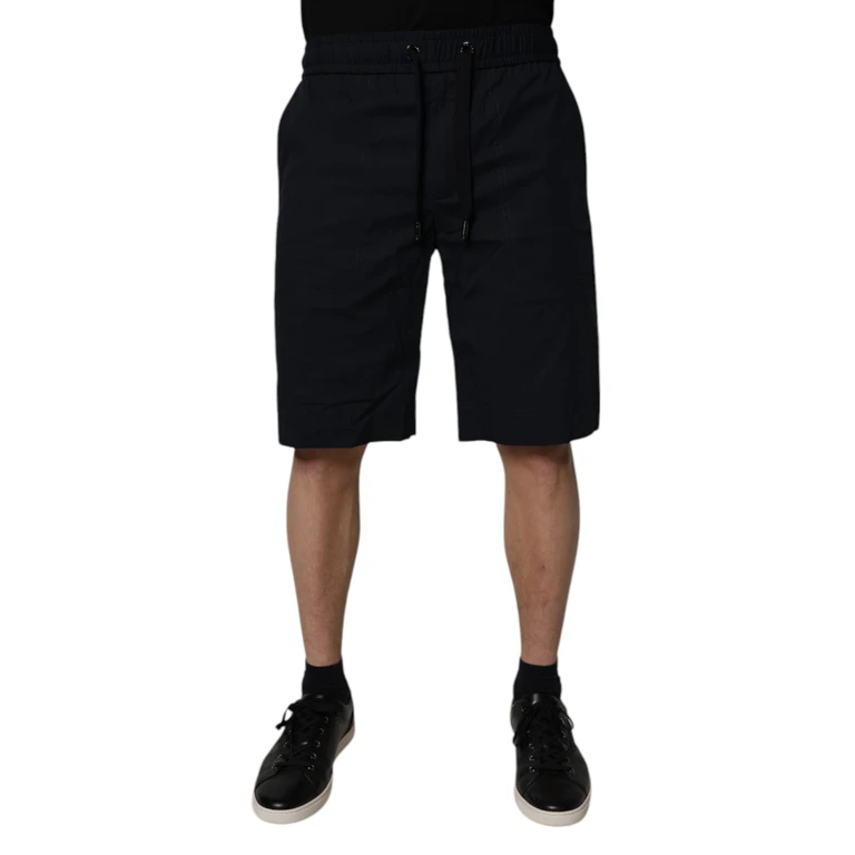 Black Cotton Sweatshorts Men Bermuda Shorts Elastane - Men