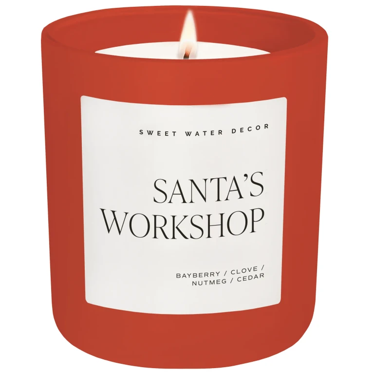 Santa's Workshop Soy Candle - Red Matte Jar - 15 oz (Merry and Bright)