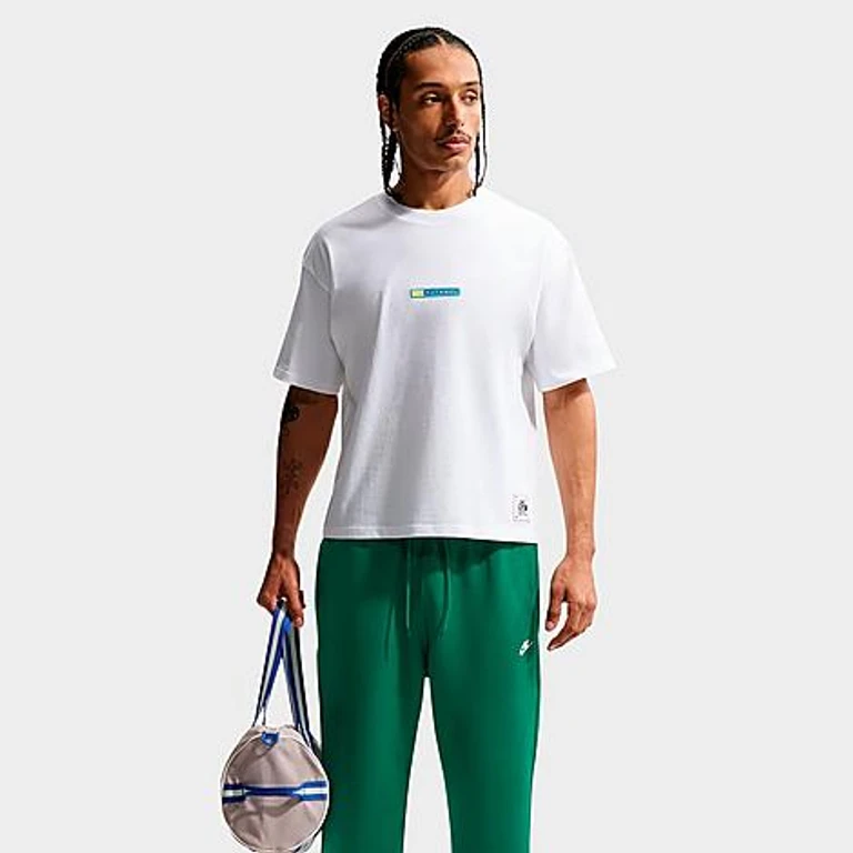 Nike Men's Sportswear Futebol T-Shirt in White/Canary/Light Photo Blue Size: XS