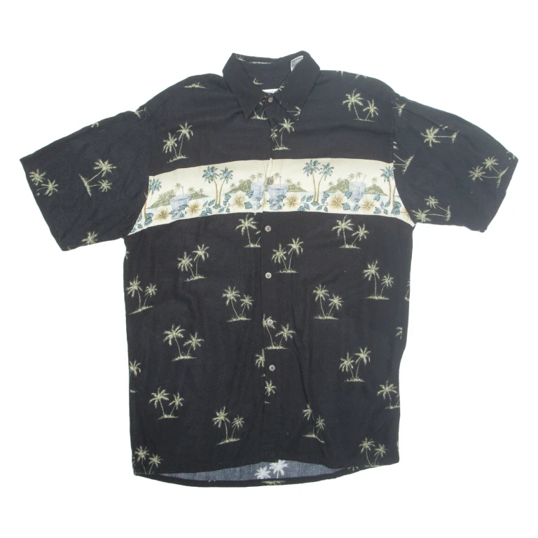 CAMPIA MODA Mens Hawaiian Shirt Black Floral M
