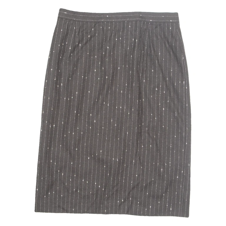 Womens Straight Skirt Brown Knee Length Wool Striped M