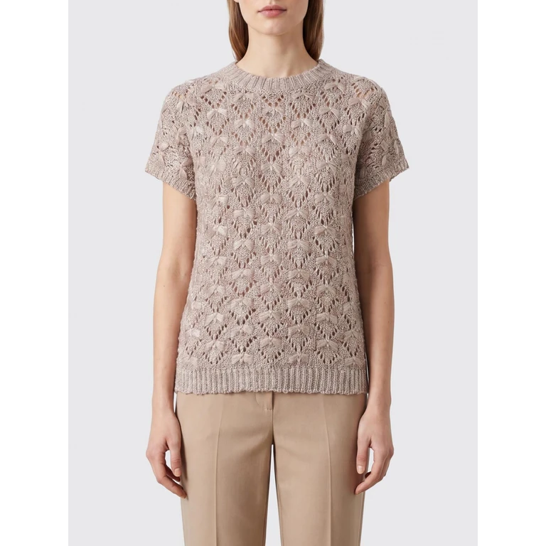 Short-Sleeved Cotton Crewneck Top with Ribbed Edges (MAD216F101M3158206)