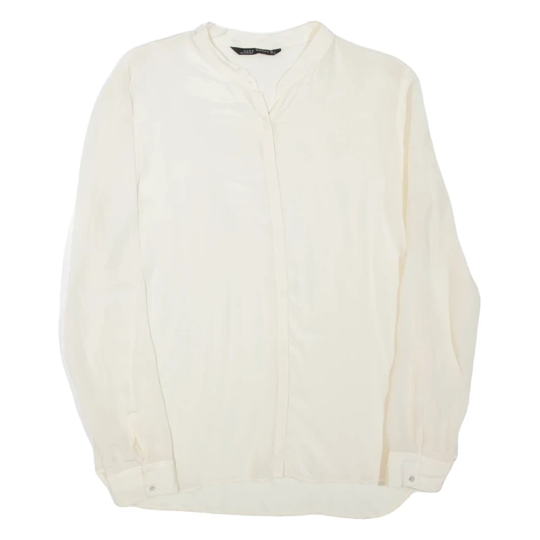 ZARA Womens Blouse Beige Long Sleeve S