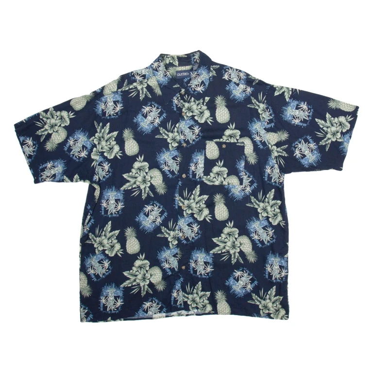 PURITAN Mens Hawaiian Shirt Blue Floral XL