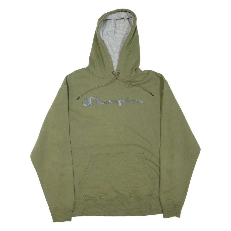 CHAMPION Mens Green Hoodie L