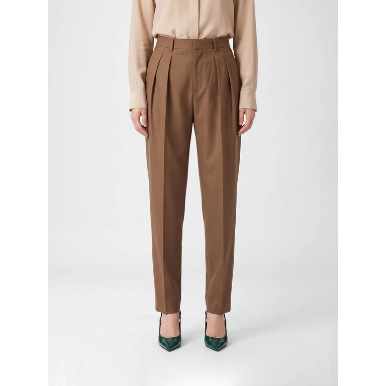 High-Waisted Skinny Trousers in Wool and Mohair Blend (854457Y1N022055)