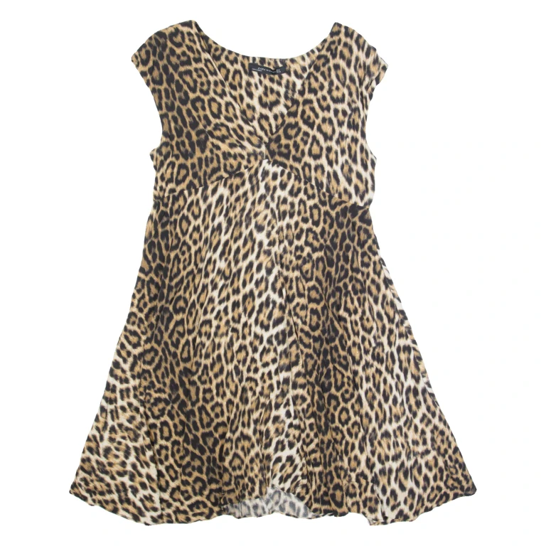 ZARA WOMAN Womens Day Dress Brown Animal Print Sleeveless Knee Length S